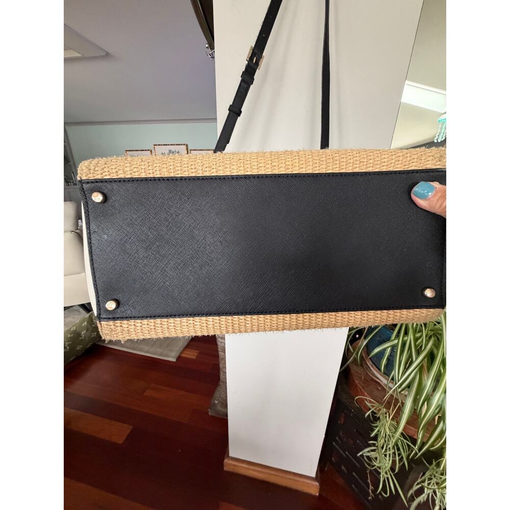 kate spade Black and Natural Straw Top-Handle Shoulder Bag - Picture 11 of 15